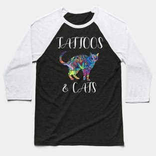 Tattoos Cats Baseball T-Shirt